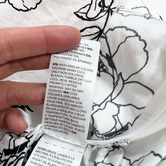 White House Black Market Poplin Top Womens Jasmine White 4 Ruched Sleeve Tie NEW - Picture 9 of 12